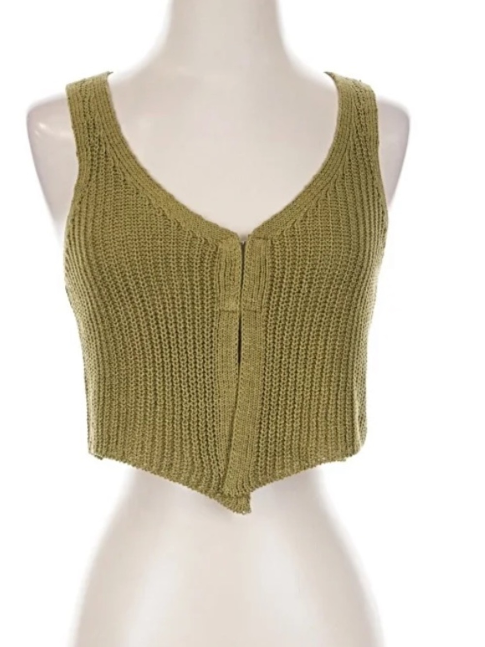 Isalis Olive Green Knit Vest Top